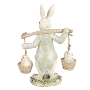 Clayre & Eef 6PR4993 Lapin décoratif blanc/vert 12x7x17cm