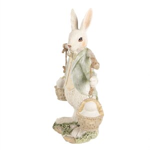 Clayre & Eef 6PR4993 Lapin décoratif blanc/vert 12x7x17cm