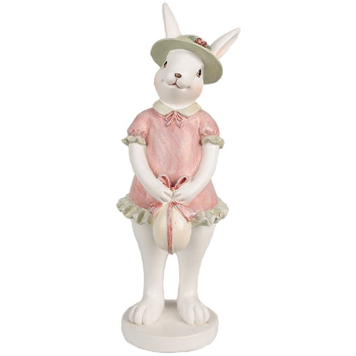 Clayre & Eef 6PR4999 Décor Lapin blanc rose 9x9x26 cm