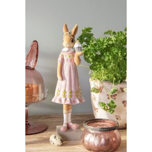 Clayre & Eef 6PR5003 Lapin décoratif 9x8x28 cm en brun rose