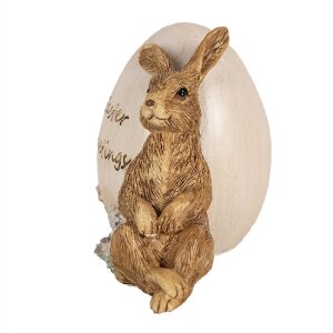 Clayre & Eef 6PR5006 Lapin décoratif avec œuf 12x7x9cm brun