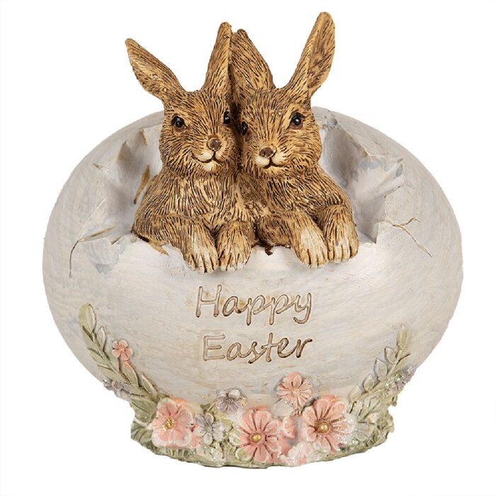 Clayre & Eef 6PR5007 Lapin décoratif avec œuf 11x9x11 cm Brun