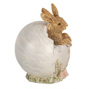 Clayre & Eef 6PR5007 Lapin décoratif avec œuf 11x9x11 cm Brun