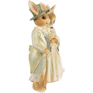 Clayre & Eef 6PR5019 Lapin décoratif brun vert 17x8x21 cm