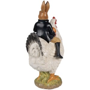 Clayre & Eef 6PR5039 Figurine décorative Poule avec lapin 20x16x35 cm brun blanc noir