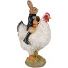 Clayre & Eef 6PR5039 Figurine décorative Poule avec lapin 20x16x35 cm brun blanc noir