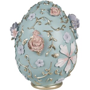 Clayre & Eef 6PR5040 Œuf décoratif 21x22x26 cm bleu