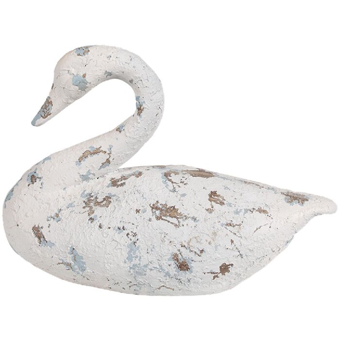 Clayre & Eef 6PR5055 Décoration cygne 32x14x22cm blanc marron