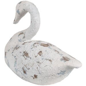 Clayre & Eef 6PR5055 Décoration cygne 32x14x22cm blanc marron