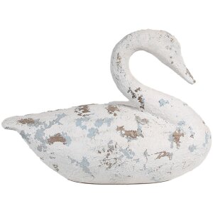 Clayre & Eef 6PR5055 Décoration cygne 32x14x22cm blanc marron