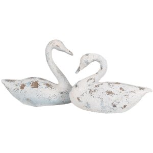 Clayre & Eef 6PR5055 Décoration cygne 32x14x22cm blanc marron