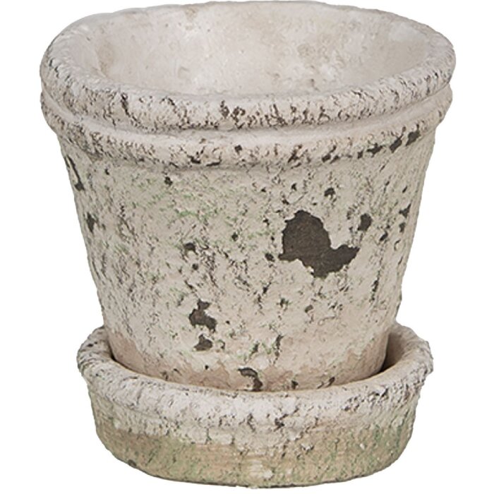 Clayre & Eef 6TE0503S Pot de fleurs Beige Ø 9x9 cm - Décoration de style