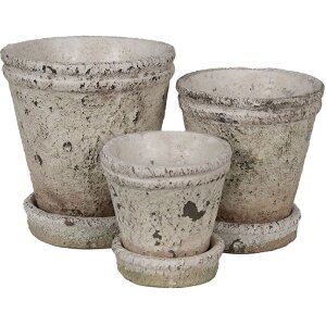 Clayre & Eef 6TE0503S Pot de fleurs Beige Ø 9x9 cm - Décoration de style