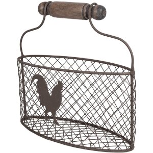 Clayre & Eef 6Y5532 Panier Marron Fer Ovale Motif coq...