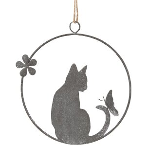 Clayre & Eef 6Y5560 Pendentif chat 14x14 cm Gris...