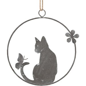 Clayre & Eef 6Y5560 Pendentif chat 14x14 cm Gris...