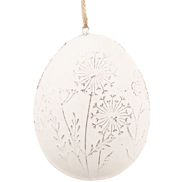 Clayre & Eef 6Y5567 Pendentif décoratif Oeuf blanc 10x2x8 cm