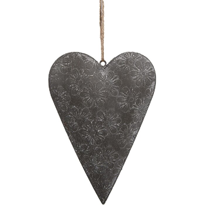 Clayre & Eef 6Y5569M Coeur Décoratif 15x2x10 cm Gris