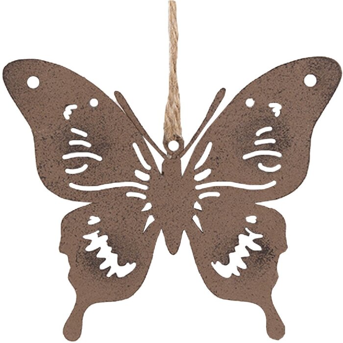 Clayre & Eef 6Y5574 Pendentif décoratif Papillon brun 10x9 cm