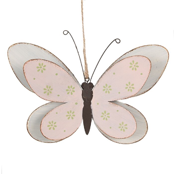 Clayre & Eef 6Y5578M Papillon Pendentif Déco Rose 22x4x14 cm