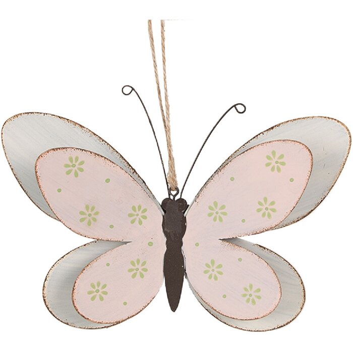 Clayre & Eef 6Y5578S Papillon Pendentif Déco Rose 16x4x10 cm