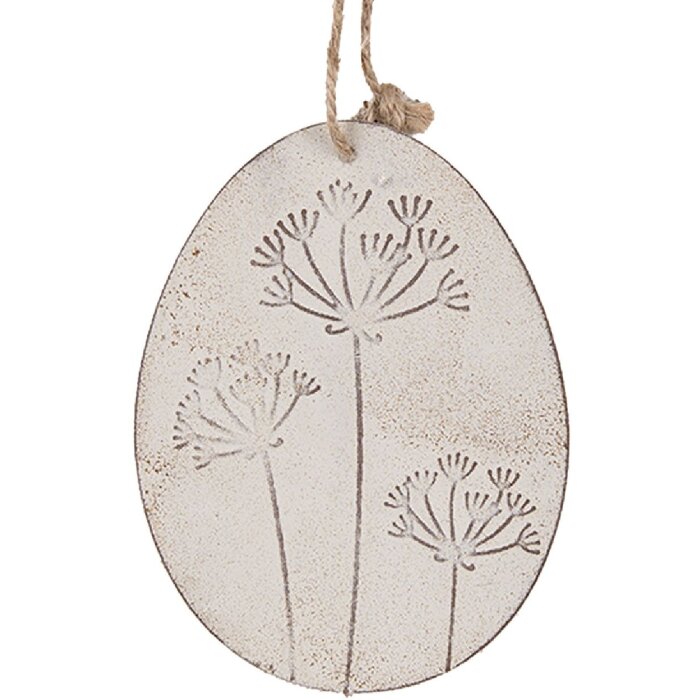 Clayre & Eef 6Y5580 Pendentif Déco Oeuf blanc 10x8 cm Pâques Bijoux