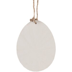 Clayre & Eef 6Y5580 Pendentif Déco Oeuf blanc 10x8 cm Pâques Bijoux