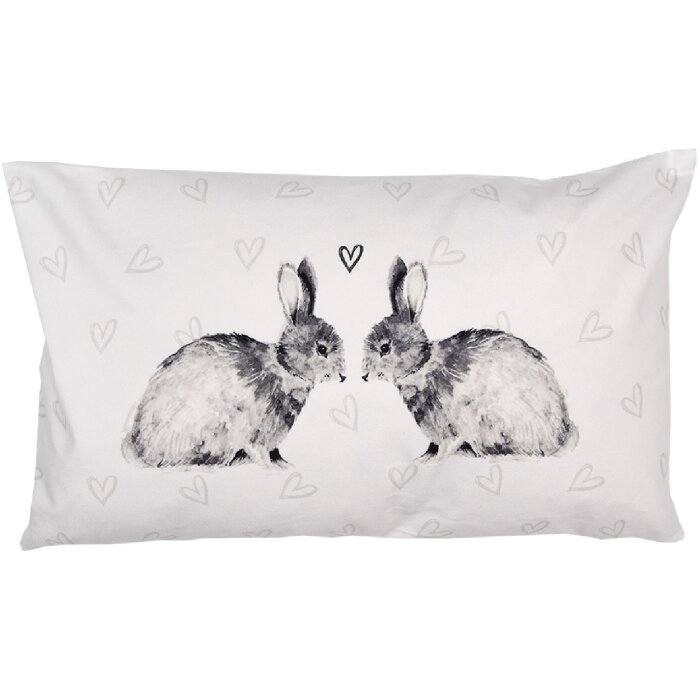 Clayre & Eef BSL36 Housse de coussin Blanc Gris 30x50 cm Motif lapin Polyester