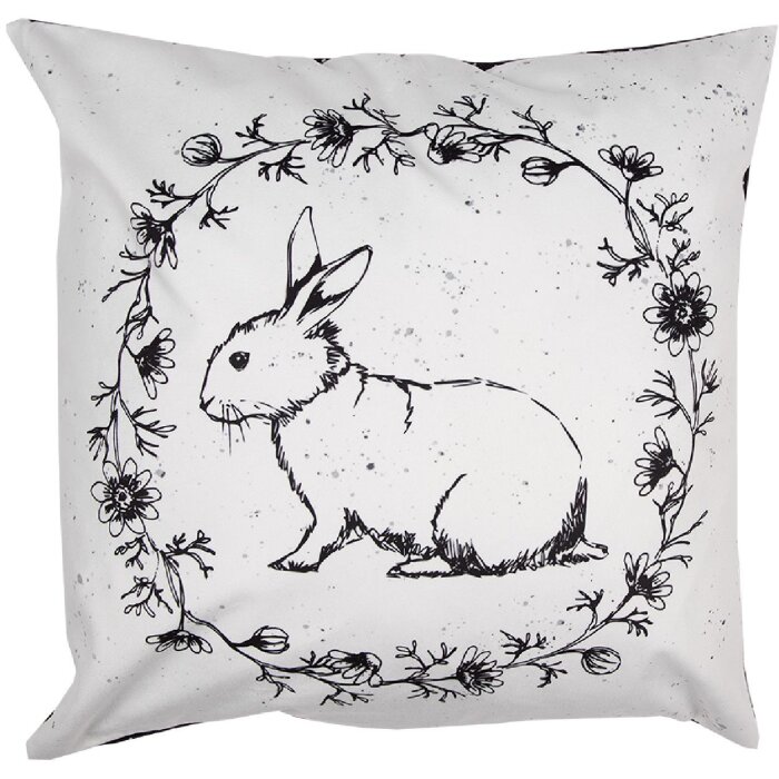 Clayre & Eef DR23 Housse de coussin blanc noir 45x45 cm