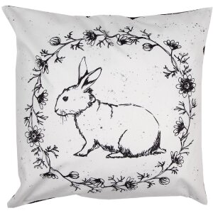 Clayre & Eef DR23 Housse de coussin blanc noir 45x45 cm