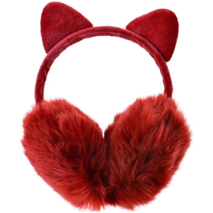 Juleeze JZCEW0030 Cache-oreilles Oreilles de chat en peluche Rouge Enfants