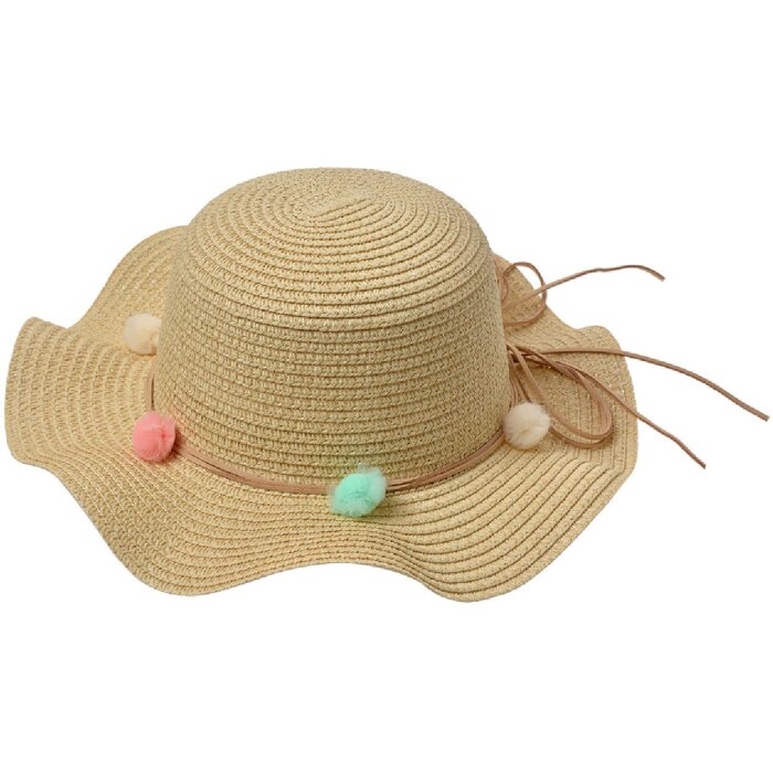 Juleeze JZCHA0015BE Chapeau pour enfants Beige avec pompons Taille unique