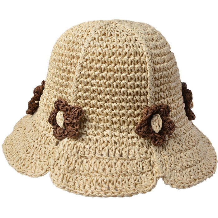 Juleeze JZH001 Chapeau pour enfants Beige Application florale One Size Protection solaire