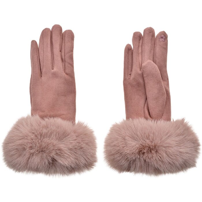 Juleeze JZGL0064P Gants avec fourrure vieux rose Taille unique