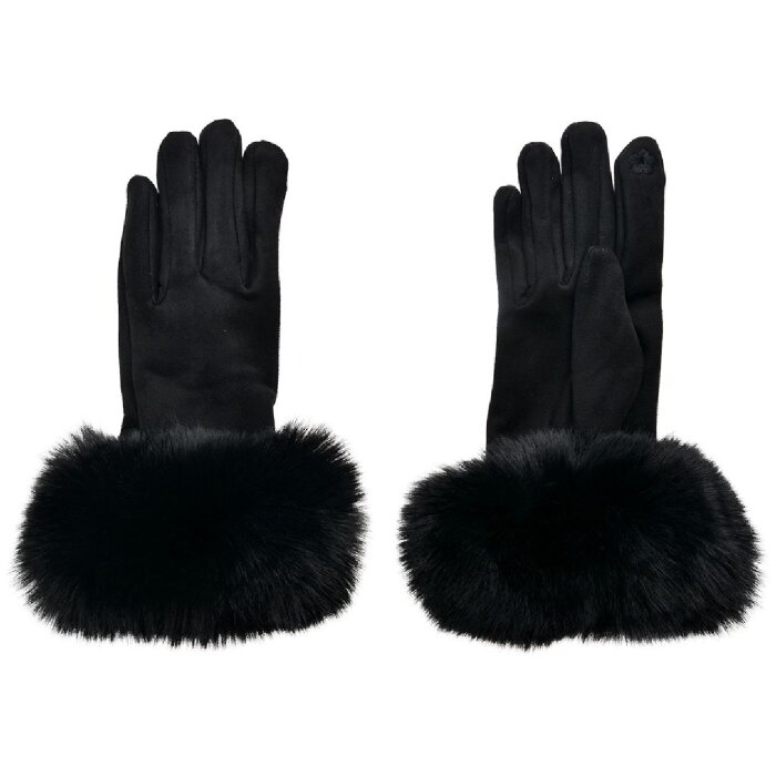 Juleeze JZGL0064Z Gants femme élégants ceinture fourrure Noir S/M