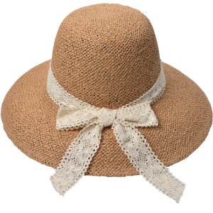 Juleeze JZHA0110 Chapeau de soleil ruban dentelle Beige...