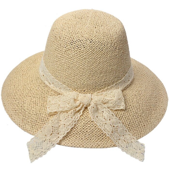 Juleeze JZHA0111 Chapeau de paille pour femme Beige Noeud élégant One Size