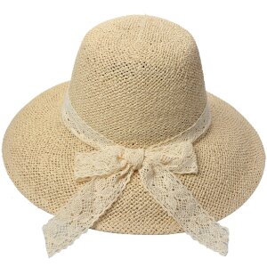 Juleeze JZHA0111 Chapeau de paille pour femme Beige Noeud...