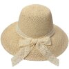 Juleeze JZHA0111 Chapeau de paille pour femme Beige Noeud élégant One Size