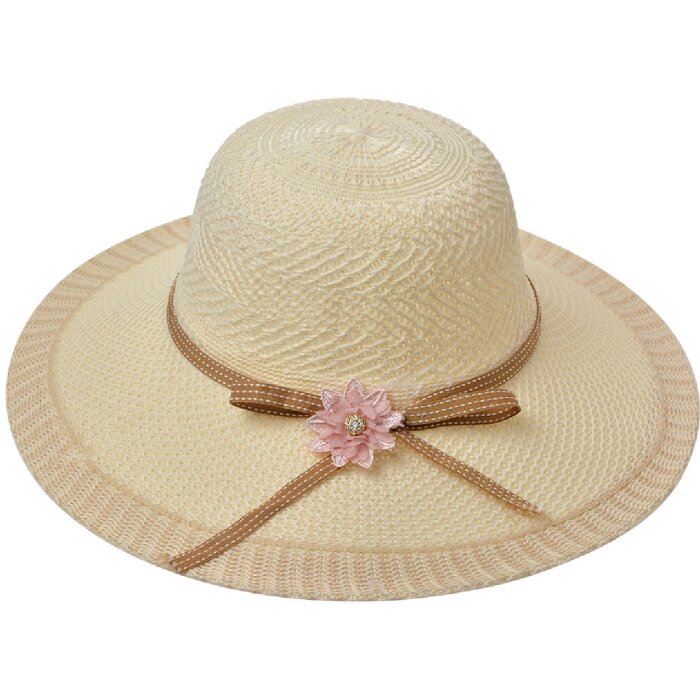 Juleeze JZHA0114 Chapeau pour femme Élégant orné de fleurs Beige Taille unique