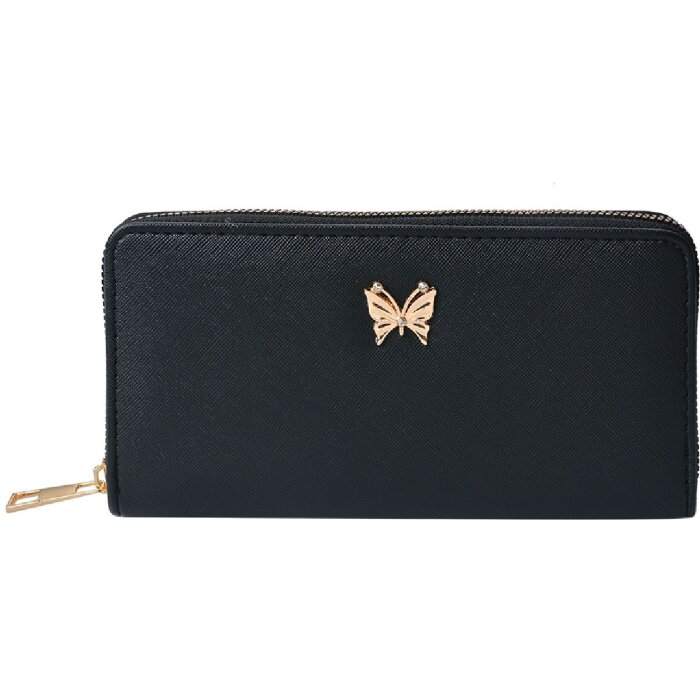 Juleeze JZWA0193Z Porte-monnaie femme Noir Papillon doré 19x10cm