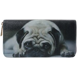 Juleeze JZWA0199 Porte-monnaie Pug Print Gris 19x10cm