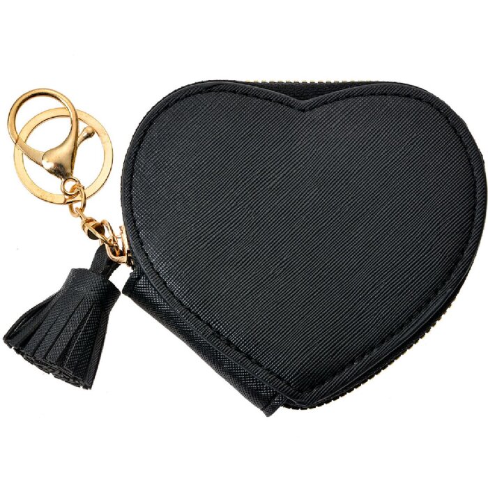 Juleeze JZWA0202Z Porte-monnaie en forme de cœur Porte-clés noir 10cm