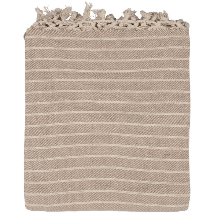 Clayre & Eef KT060.132 Plaid à rayures beige 125x150cm