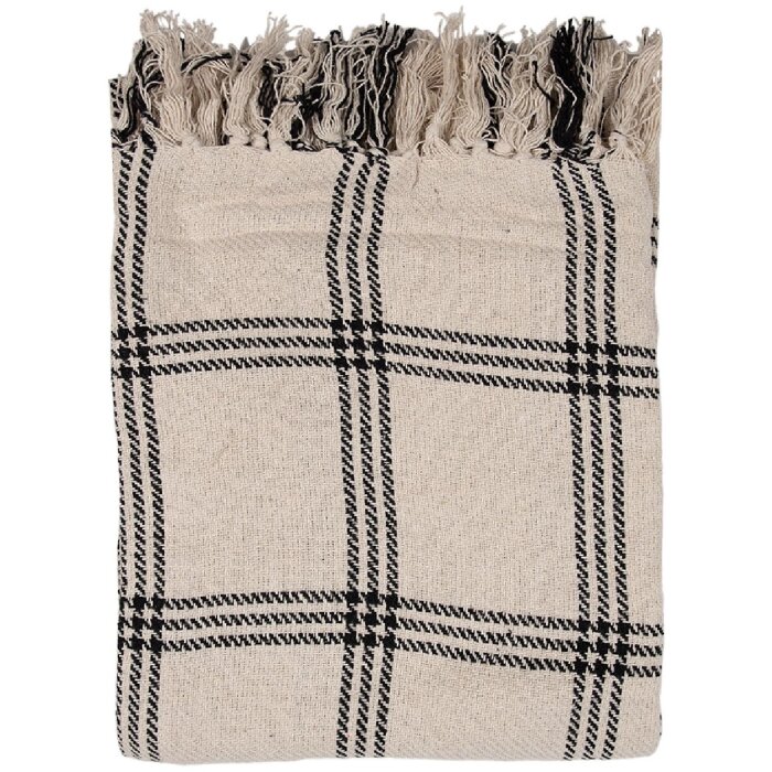 Clayre & Eef KT060.134 Plaid jeté beige noir 125x150cm