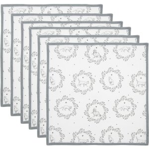 Clayre & Eef LGC43 Set de serviettes blanc gris...