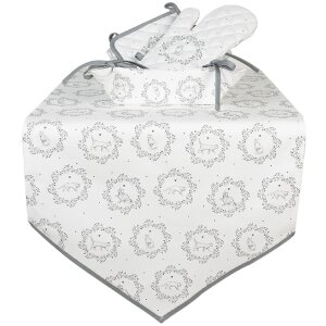 Clayre & Eef LGC47 Panier à pain Motifs animaux 35x35x8 Blanc Gris