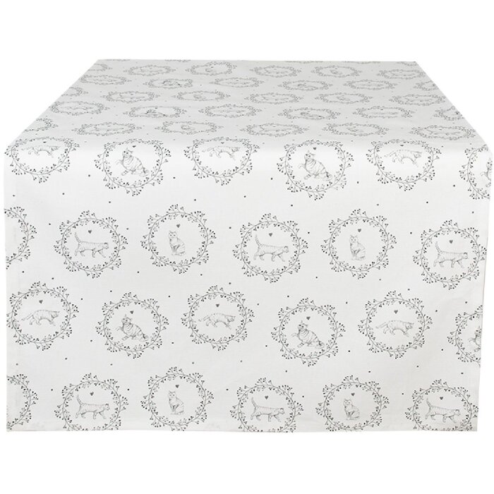 Clayre & Eef LGC64 Chemin de table Motif ferme blanc gris 50x140cm