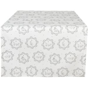 Clayre & Eef LGC64 Chemin de table Motif ferme blanc...