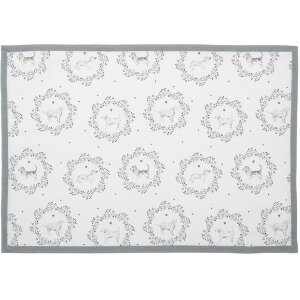 Clayre & Eef LGD40 Set de table blanc/gris motif...